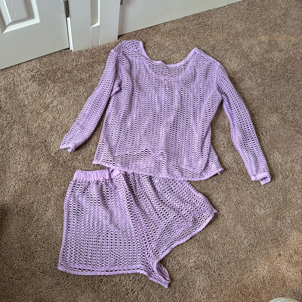 Free People Lavender Knit Swim Coverup Set